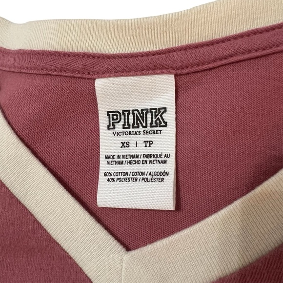 Victoria Secret Pink Varsity Tee SZ XS | Lounge Tee Shirt - Picture 4 of 11